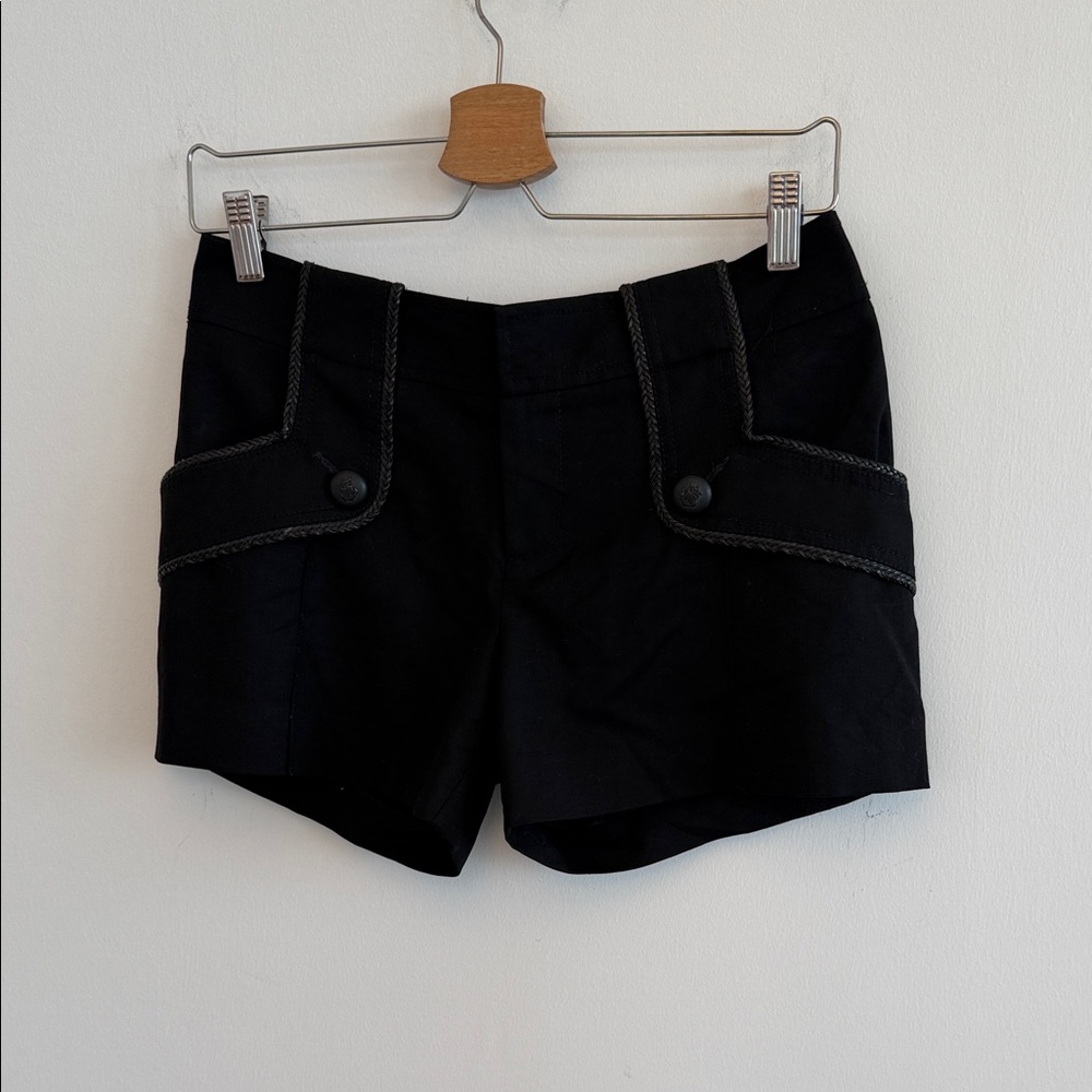 Black High-Waist Women's Shorts with Buttoned Flap Pockets